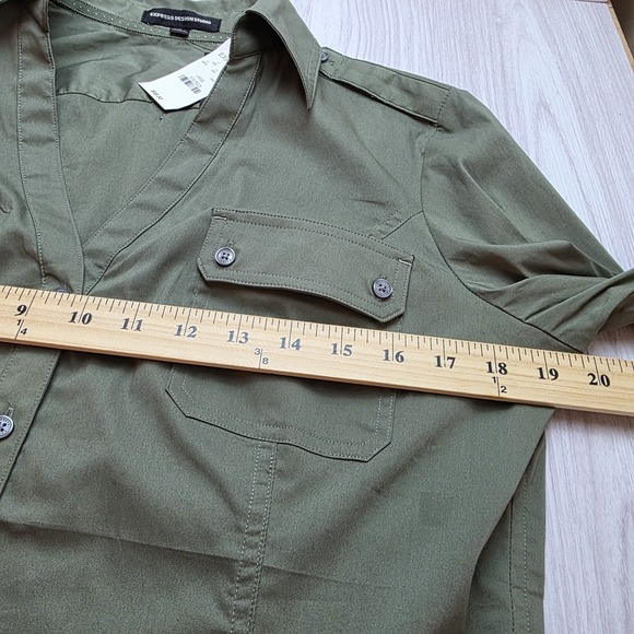 Express Olive Button Down Shirt - Picture 11 of 12